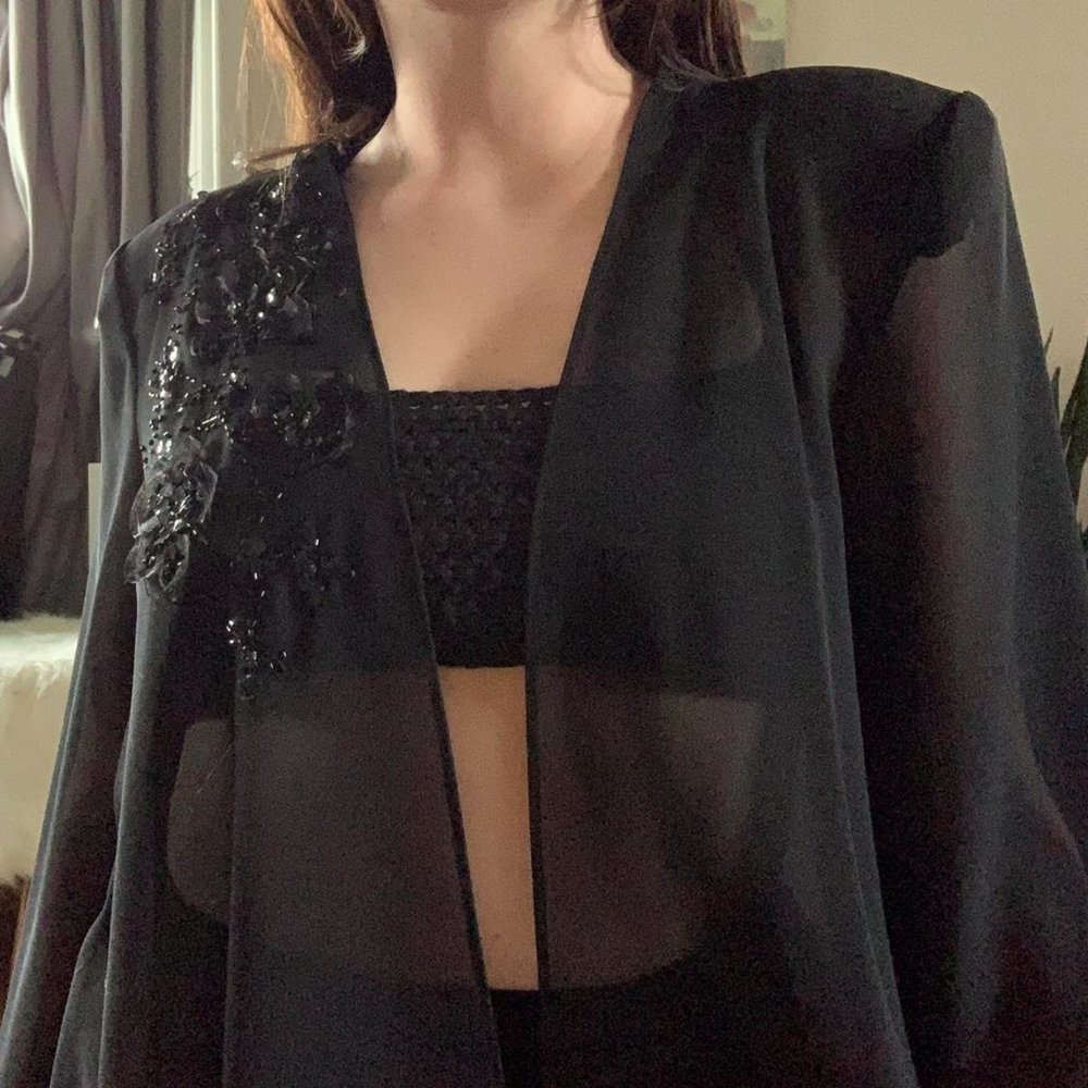 90s vintage sheer beaded duster - Picture 2 of 4